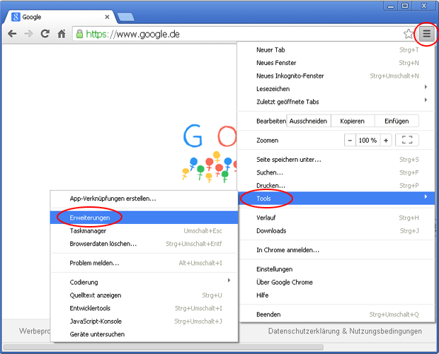 Google Chrome Erweiterungen
