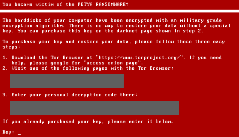 Petya Ransomware Warnbildschirm